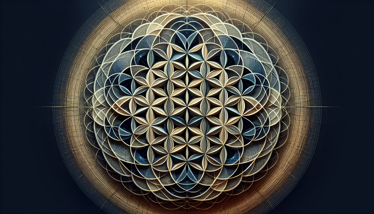 Illustration de la fleur de vie, symbole géométrique emblématique représentant l'harmonie et la structure de l'univers dans le contexte de sa signification culturelle et spirituelle